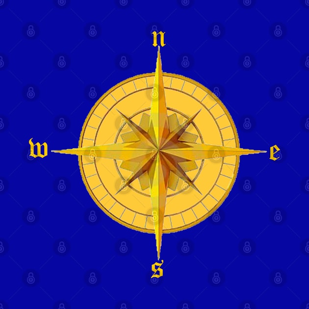 Gold Compass Rose by Airdale Navy