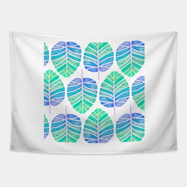 Mint Ombré Alocasia Pattern Tapestry by CatCoq