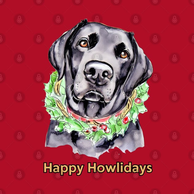 Happy Howlidays Black Labrador Retriever by ZogDog Pro