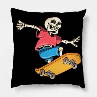 Funny skeleton is skateboarding Pillow