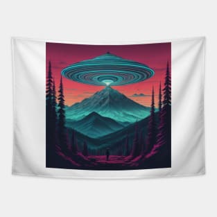 UFO Chronicles Podcast - UFO Glitch Artwork V7 Tapestry