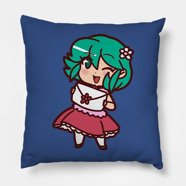 Cute Green Haired Girl Pillow by saradaboru