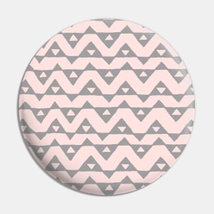 Grey Blush Pink Triangle Chevron Pattern Pin