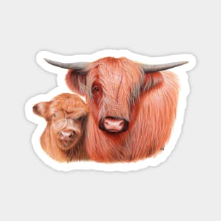 Highlander Cow with Calf-g Magnet