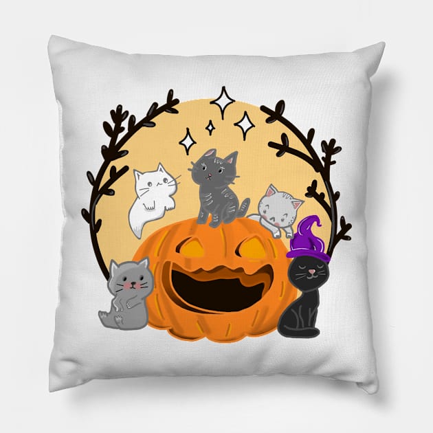 Halloween cats Pillow by Aurealis