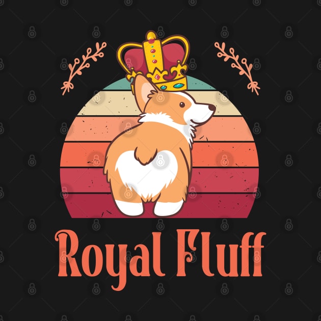 FUUNY VINTAGE SUNSET ROYAL FLUFF CUTE CORGI BUTT by FlutteringWings 