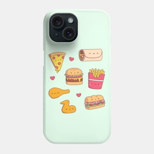 Cute Takeaway Food Doodles Pattern Phone Case