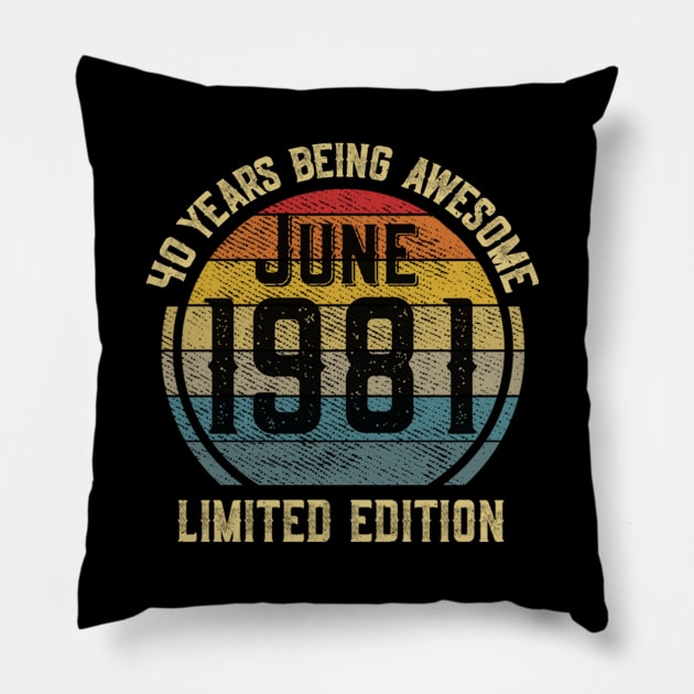 June 1981 Limited Edition 40 Years Of Being Awesome Pillow by sufian