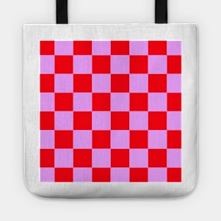 Checked pattern - checkboard in red and purple Tote