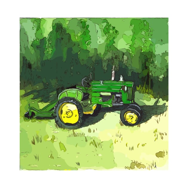 Antique “Green” tractor with mower attached by WelshDesigns