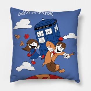 Clara and Doctor travel with Tardis Pillow