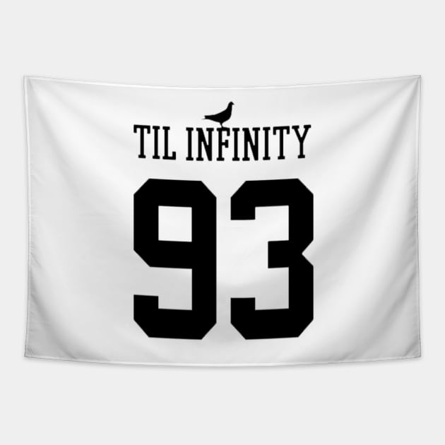 93 til infinity Sports Jersey Number Tapestry by StrictlyDesigns