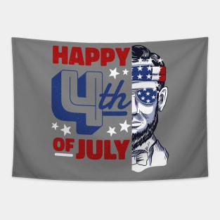 Abe Lincoln Beard Sunglasses & American Flag 4th Of July Tapestry