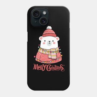 Merry Christmas a cute polar bear illustration Phone Case