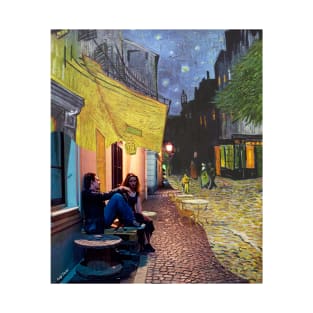 Van Gogh Café Terrace at Night and Jessie and Celine in Before Sunrise T-Shirt