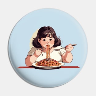 girl eating spaghetti Pin