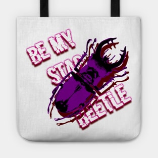 stag beetle popart with text be my stag beetle Tote