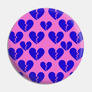 Broken Hearts of Sapphire Blue - Pink Background Pin