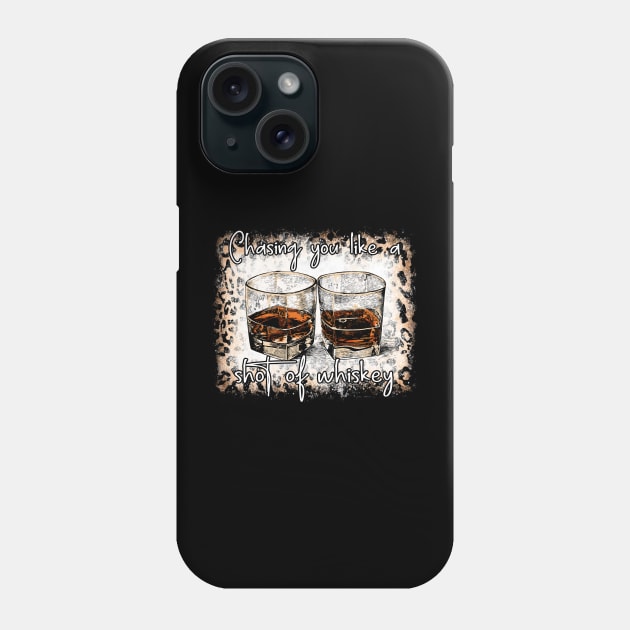 Chasing You Like A Shot Of Whiskey Leopard And Bull Skull Phone Case by Beetle Golf