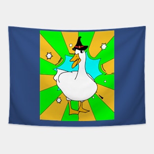 Halloween Goose Witch Conjuring Up Duck Tapestry