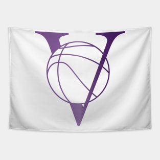 V Basketball Purple Tapestry