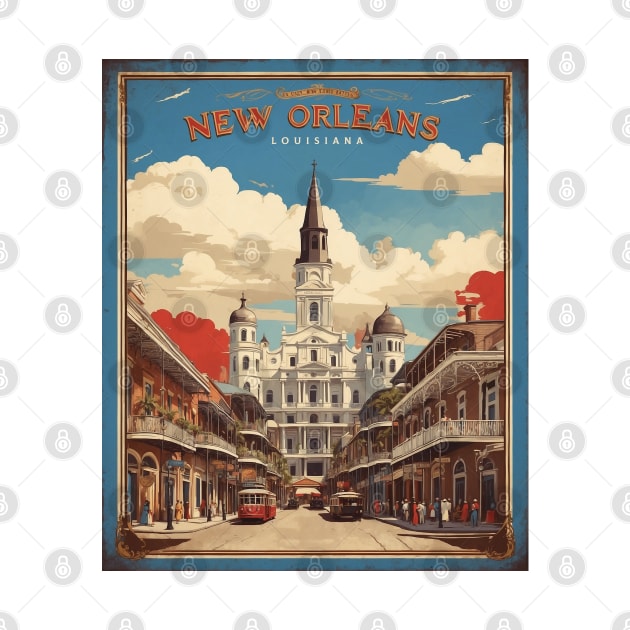 New Orleans Louisiana United States of America Tourism Vintage Poster by TravelersGems