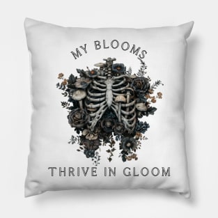 Gothic Ribcage | "Thrive In Gloom" Moody Floral Pillow