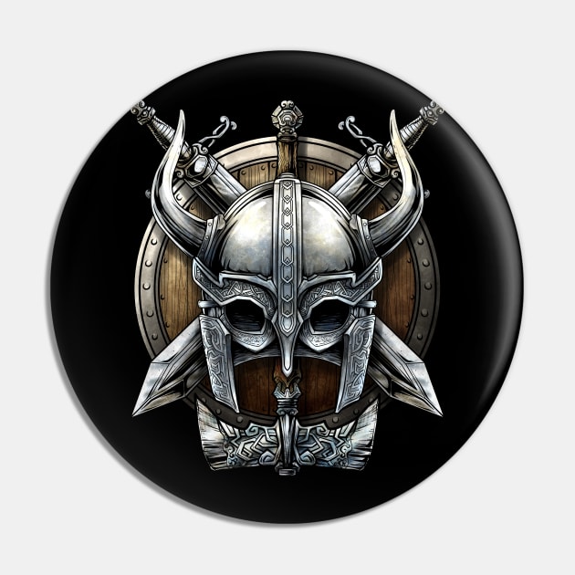 Viking Norse Mythology Viking Helmet Sword And Shield Pin by GigibeanCreations