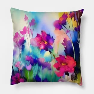 Pretty Floral - Colorful Abstract Art of Watercolor Flowers Pillow