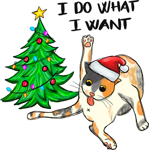 I Do What I want Christmas Cat Kids T-Shirt by Erin Decker Creative