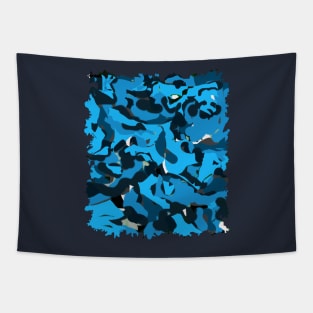 Blue Urban Camouflage Camo Army Pattern Tapestry