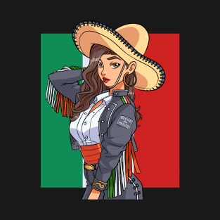 Mexican Girl Pride Mariachi Sombrero Viva Mexico T-Shirt