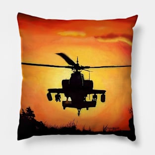 AH-64 Apache Helicopter Oil Painting Pillow