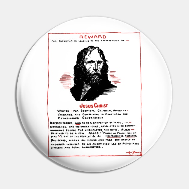 Jesus Christ Wanted Poster Pin by mrdanascully