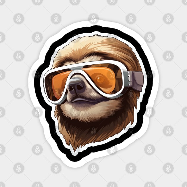Sloth Wearing Ski Goggles Magnet by VelvetRoom