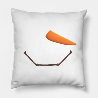 Smiling Snowman Face with Carrot Nose Pillow