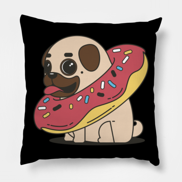 Cute Pug In Donut Adorable Pet T-shirt - Pug - Pillow ...