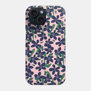 Abstract Blue Flowers Pattern 2 Phone Case