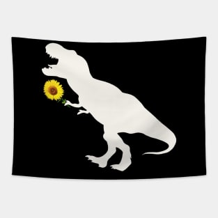 Sunflower and T rex dinosaur Tapestry