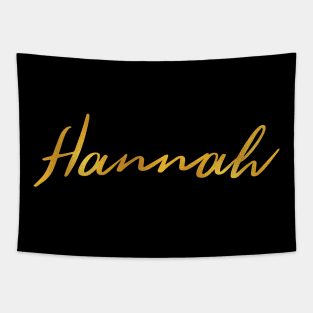 Hannah Name Hand Lettering in Faux Gold Letters Tapestry