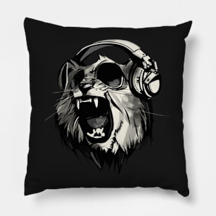 Thug Lion With Headphones animal art Pillow