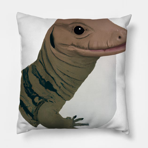 Cute Monitor Lizard Drawing Pillow by Play Zoo