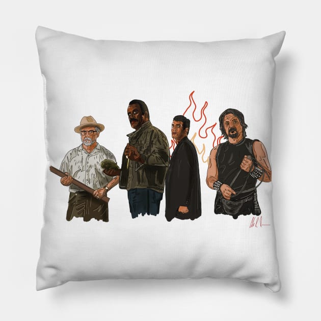 From Dusk Till Dawn: a Minister, Vet, Gecko & Sex Machine Walk Into A Bar Pillow by 51Deesigns