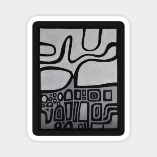 Black Grey Monotone Abstract Landscape Magnet