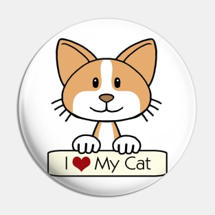 Orange and White Cat - I Love My Cat Pin