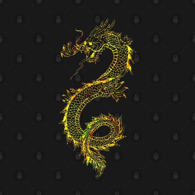 Neon Golden Dragon by Alexander S.