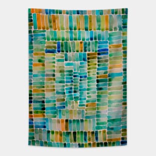 Watercolor abstract rectangles - orange and turquoise Tapestry