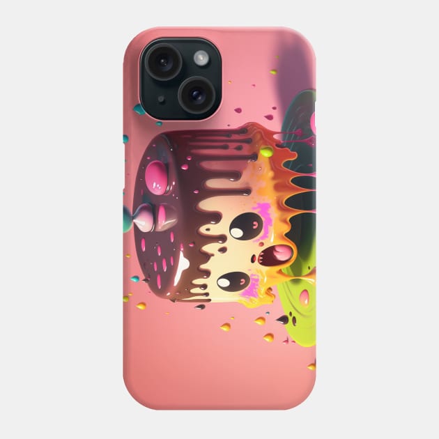 Cake Caricature - January 1st - Yearlong Psychedelic Cute Cakes Collection - Birthday Party - Delicious Dripping Paint, Bright Colors, and Big Adorable Smiles Phone Case by JensenArtCo