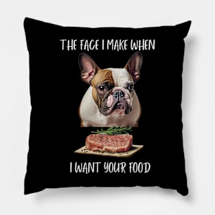 Funny French Bulldog with Steak Dinner Pillow