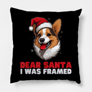 Dear Santa I Was Framed Corgi Christmas Pajamas Xmas Pillow